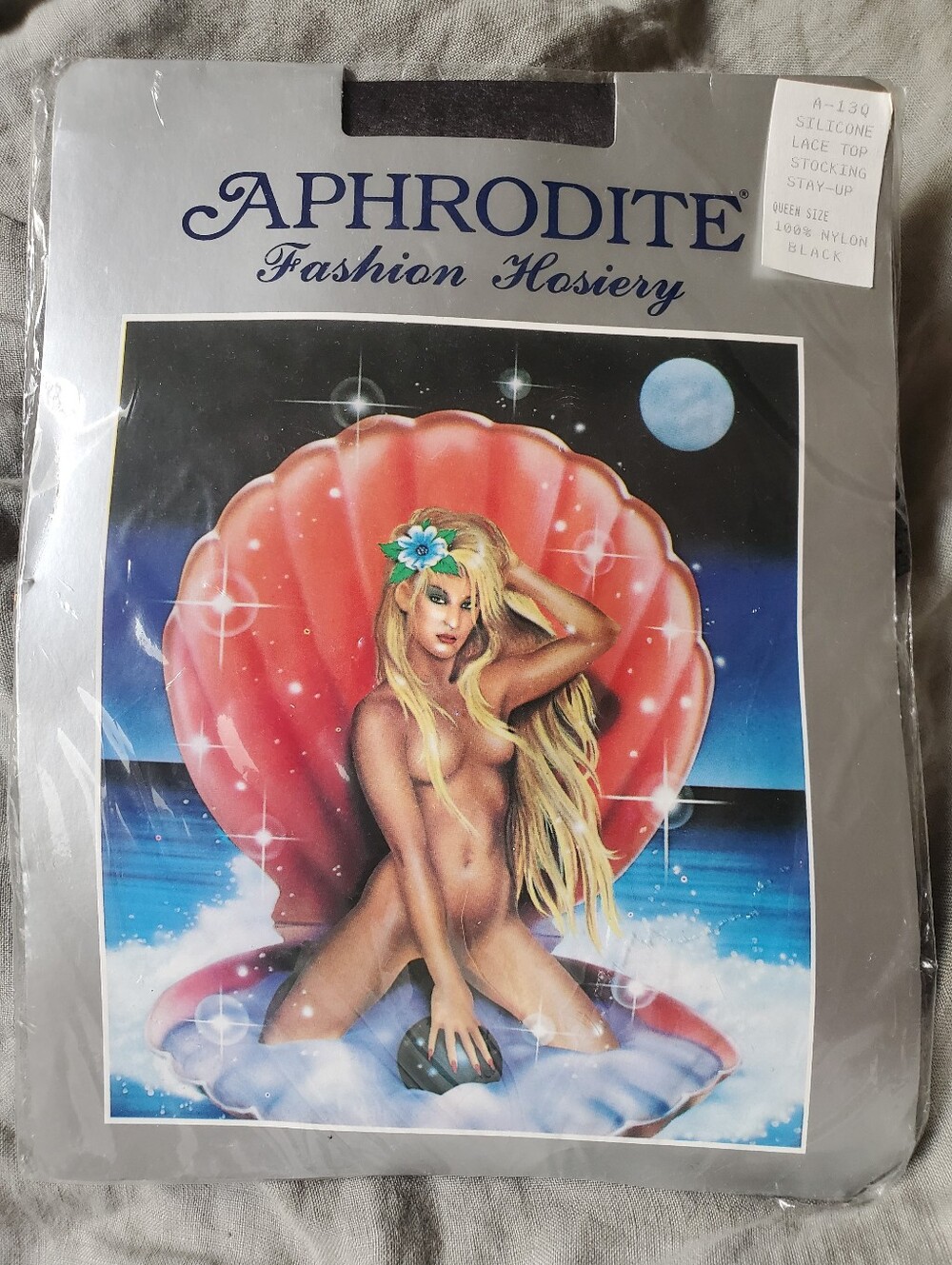 Vintage Aphroditie Fashion Hosery Thigh High Nylons Black Queen Sized
